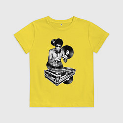 Футболка хлопковая детская Bruce Lee - Vinyl Dj, цвет: желтый