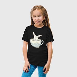 Футболка хлопковая детская Кролик в чашке, цвет: черный — фото 2