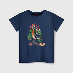 Детская футболка European Robin and Wild Strawberry Дрозд и клубник