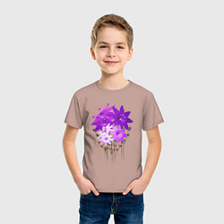 Футболка хлопковая детская Flowers purple light, цвет: пыльно-розовый — фото 2