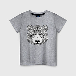 Футболка хлопковая детская Узорчатая голова панды, цвет: меланж