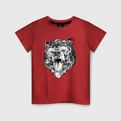 Футболка хлопковая детская Стилизованная голова медведя, цвет: красный