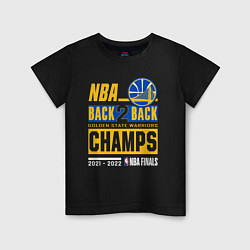 Футболка хлопковая детская GOLDEN STATE WARRIORS NBA CHAMPION, цвет: черный