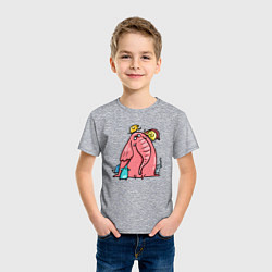 Футболка хлопковая детская Розовая слоника со слонятами, цвет: меланж — фото 2