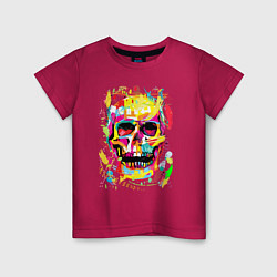 Детская футболка Красочный стилизованный череп