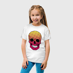 Футболка хлопковая детская Pop-art skull, цвет: белый — фото 2