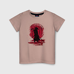 Детская футболка Самурай и красная луна