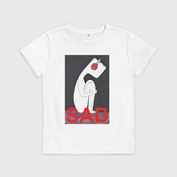Футболка хлопковая детская Грустяш слушает музыку, цвет: белый