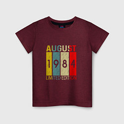 Футболка хлопковая детская 1984 - Август, цвет: меланж-бордовый