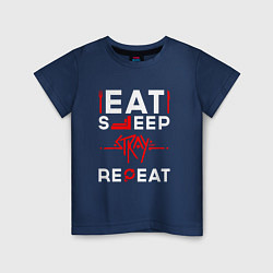 Детская футболка Надпись Eat Sleep Stray Repeat