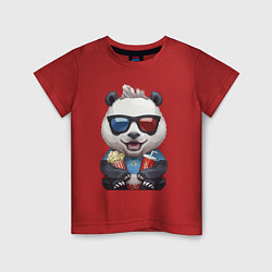 Детская футболка Прикольный панда с попкорном и колой