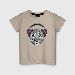Детская футболка Леопард в наушниках - меломан