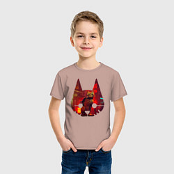 Футболка хлопковая детская Кот из игры Stray, цвет: пыльно-розовый — фото 2