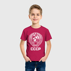 Футболка хлопковая детская Герб СССР, цвет: маджента — фото 2