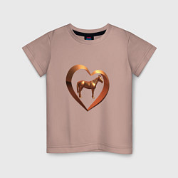 Детская футболка Золотая лошадь в сердечке