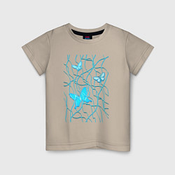 Детская футболка Голубые бабочки и хаотичные линии
