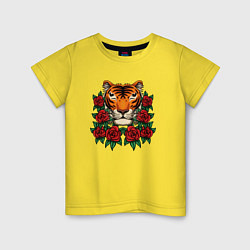 Детская футболка Тигр в розах
