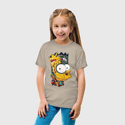 Футболка хлопковая детская Cyber-Bart - Simpsons family, цвет: миндальный — фото 2