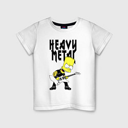 Футболка хлопковая детская Барт Симпсон - heavy metal, цвет: белый