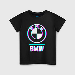 Детская футболка Значок BMW в стиле glitch