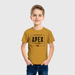 Футболка хлопковая детская Apex Legends gaming champion: рамка с лого и джойс, цвет: горчичный — фото 2