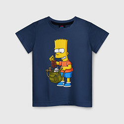 Детская футболка Барт Симпсон разбирает свой рюкзак