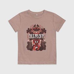 Футболка хлопковая детская Cult Of The Cats, цвет: пыльно-розовый