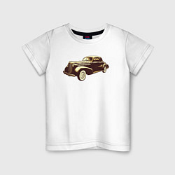 Футболка хлопковая детская Рисунок ретро-автомобиля, цвет: белый