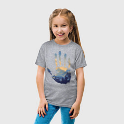 Футболка хлопковая детская Отпечаток ладони Кратоса, цвет: меланж — фото 2
