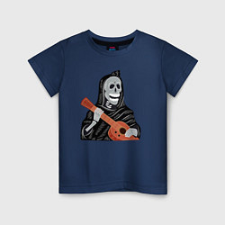 Детская футболка Череп в плаще играет на гитаре