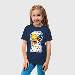Футболка хлопковая детская Гомер Симпсон в звёздном балахоне и в наушниках, цвет: тёмно-синий — фото 2