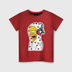 Детская футболка Гомер Симпсон в звёздном балахоне и в наушниках