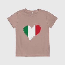Футболка хлопковая детская Сердце - Италия, цвет: пыльно-розовый