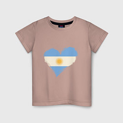 Футболка хлопковая детская Сердце - Аргентина, цвет: пыльно-розовый