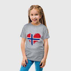 Футболка хлопковая детская Сердце - Норвегия, цвет: меланж — фото 2