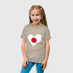 Футболка хлопковая детская Сердце - Япония, цвет: миндальный — фото 2