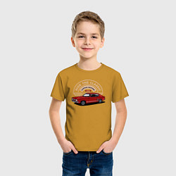 Футболка хлопковая детская Красный ретро - автомобиль, цвет: горчичный — фото 2