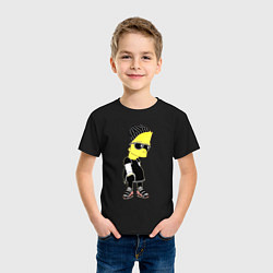 Футболка хлопковая детская Барт Симпсон в тёмных очках, цвет: черный — фото 2