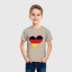 Футболка хлопковая детская Сердце - Германия, цвет: миндальный — фото 2