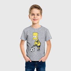 Футболка хлопковая детская Барт Симпсон - крутой футбольный форвард, цвет: меланж — фото 2