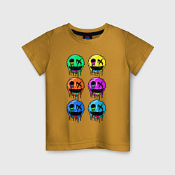 Детская футболка Шесть разноцветных смайликов - horror