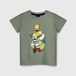 Детская футболка Гомер Симпсон и Клоун Красти едут на детском велос