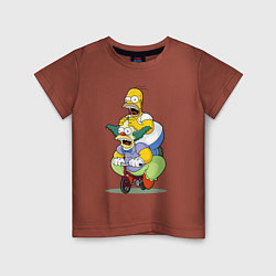 Детская футболка Гомер Симпсон и Клоун Красти едут на детском велос