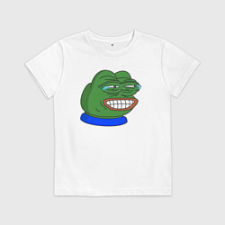 Футболка хлопковая детская Лягушонок Пепе насмешливо смеётся, цвет: белый