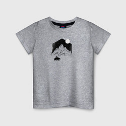 Детская футболка Девочка, медведь и гора