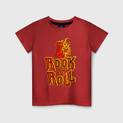 Футболка хлопковая детская Ладья и Ролл рок шахматы, цвет: красный