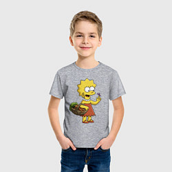 Футболка хлопковая детская Lisa Simpson с гусеницей на даче, цвет: меланж — фото 2