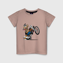 Детская футболка Кабан на потоцикле