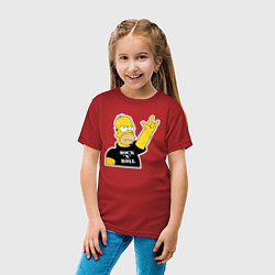 Футболка хлопковая детская Гомер Симпсон - Rock n Roll, цвет: красный — фото 2