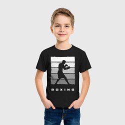 Футболка хлопковая детская Силуэт боксера, цвет: черный — фото 2